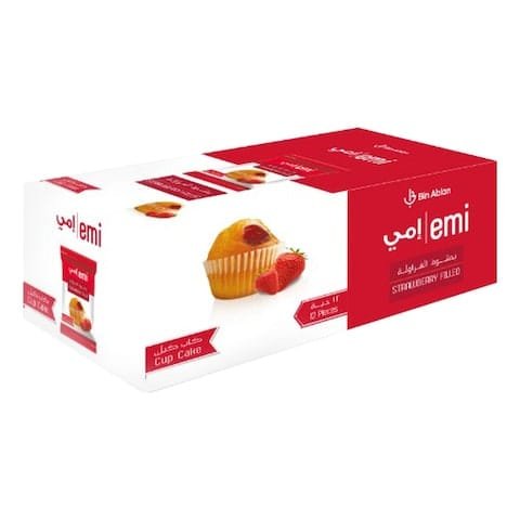 Emi Strawberry Filled Cup Cake 40g Pack of 12